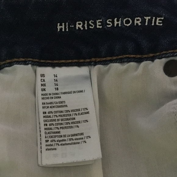 American Eagle Outfitters Hi-Rise Shortie Super Stretch Denim Shorts Size 14 - Picture 5 of 6